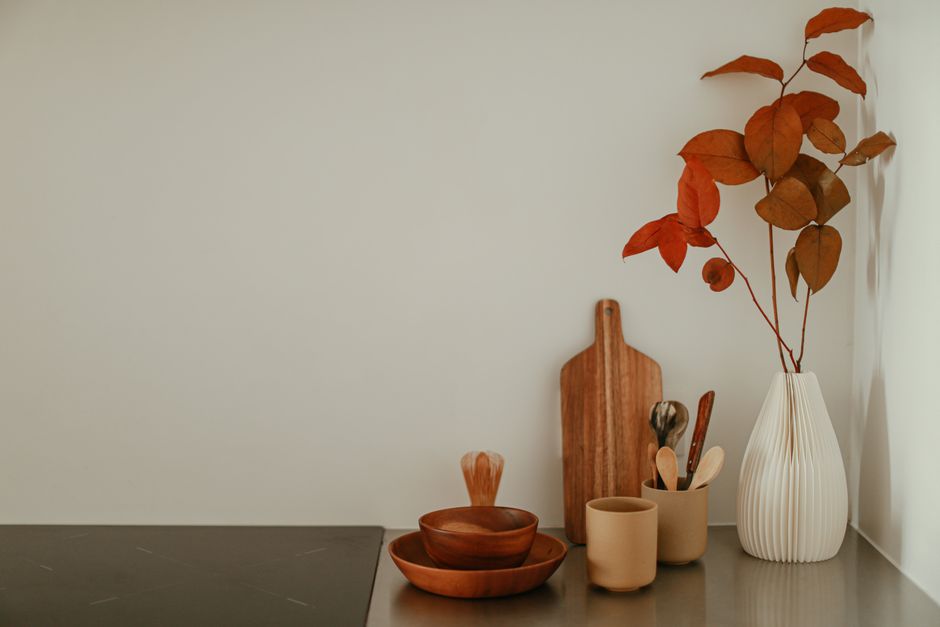 Emaille theepot in klassieke herfstkleuren